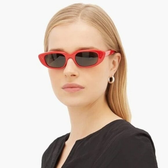🔥Celine CL40095U 68N Sunglasses Shiny Red  Green Geometric Women - Picture 1 of 11